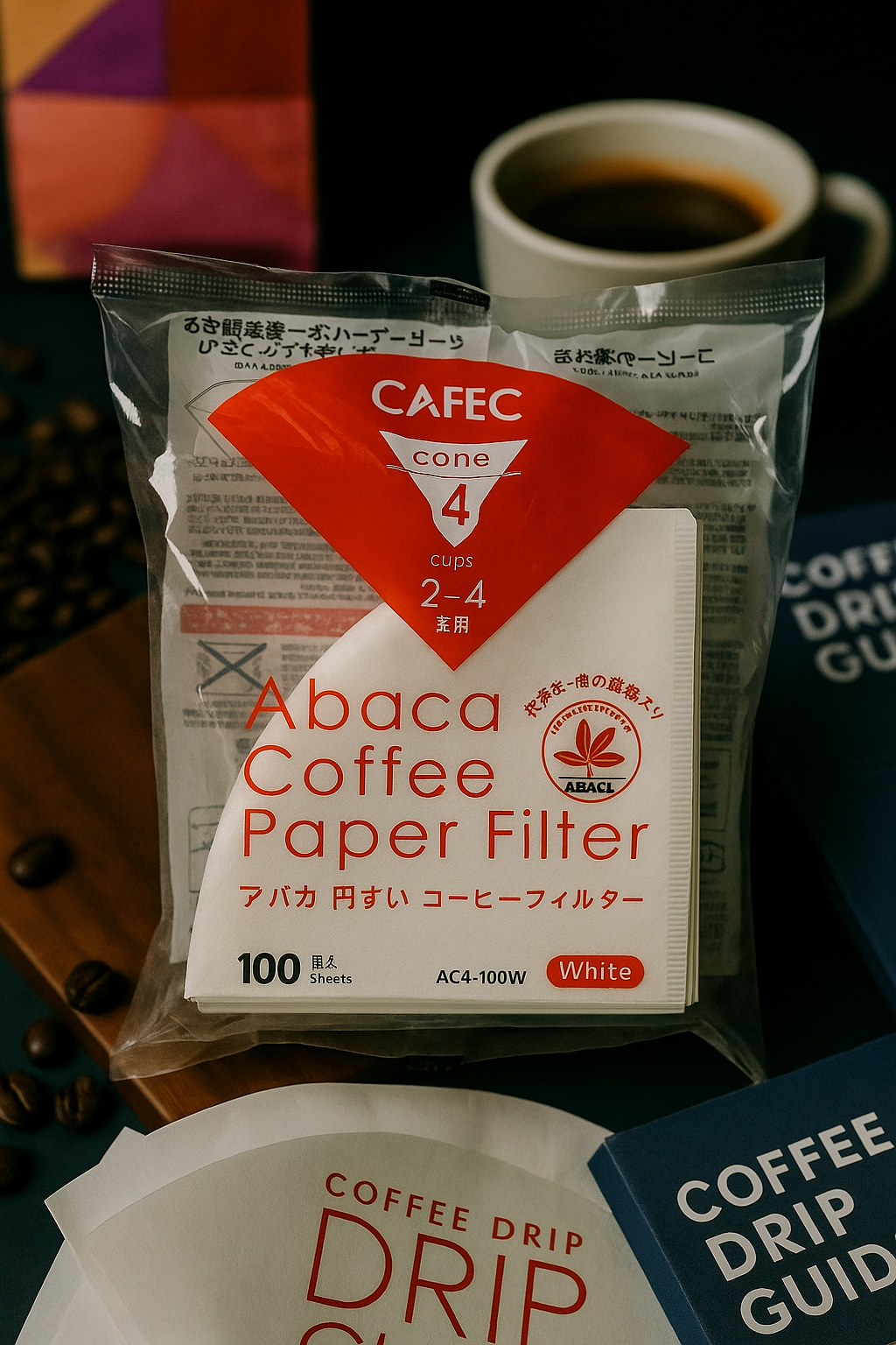 Cafec Abaca Cone Coffee Filters (100-Count) – Made in Japan | Compatible with V60, Flower Dripper, Chemex