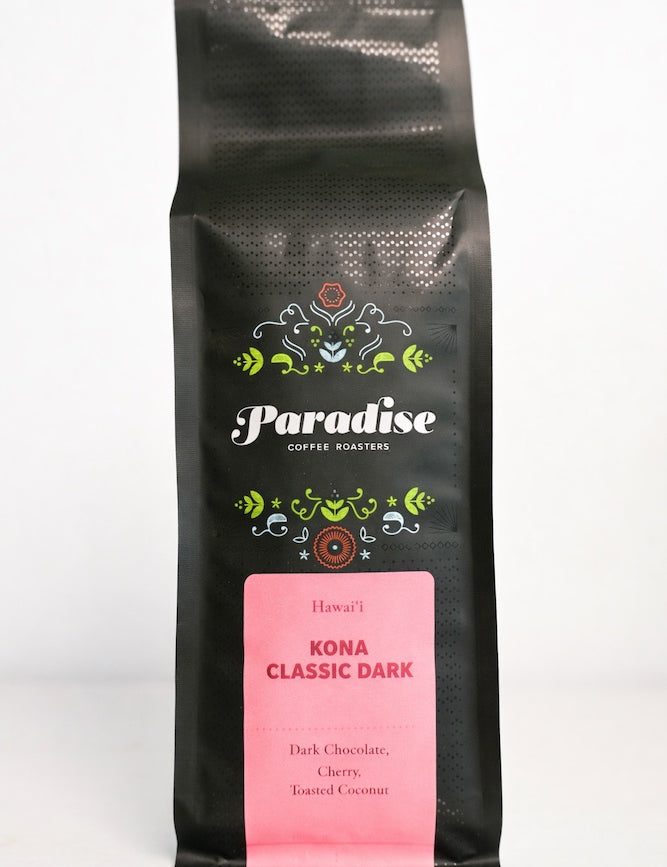 Kona Dark roast coffee bag on a white background
