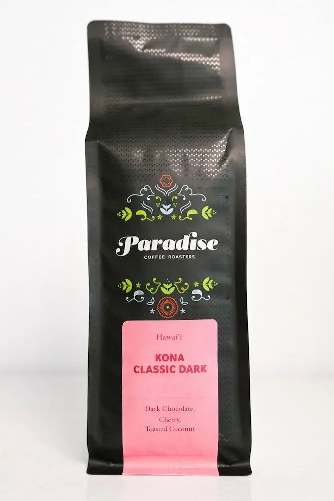 Kona Dark roast coffee bag on a white background