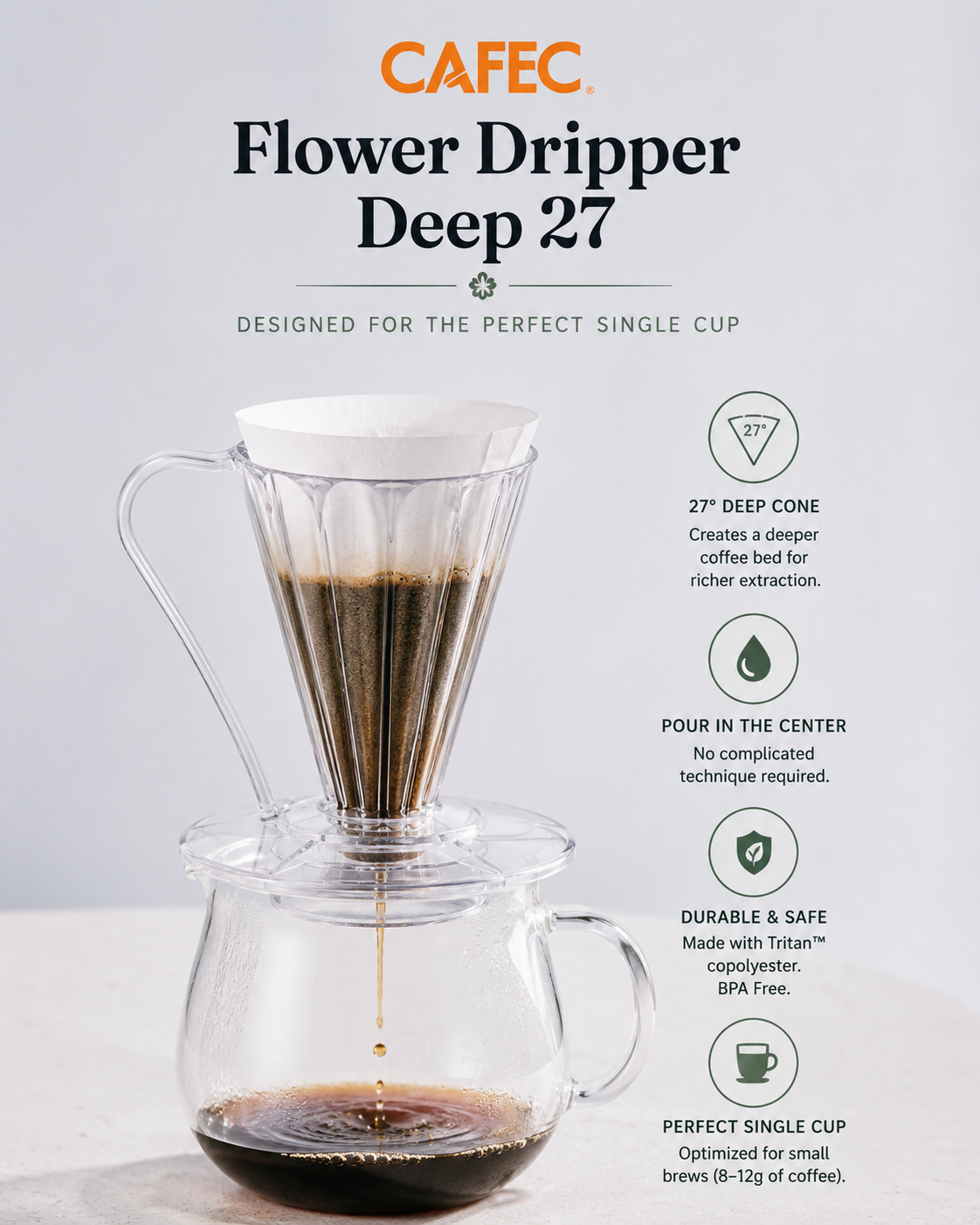 CAFEC Deep 27 Abaca+ Paper Filters (100 filters)