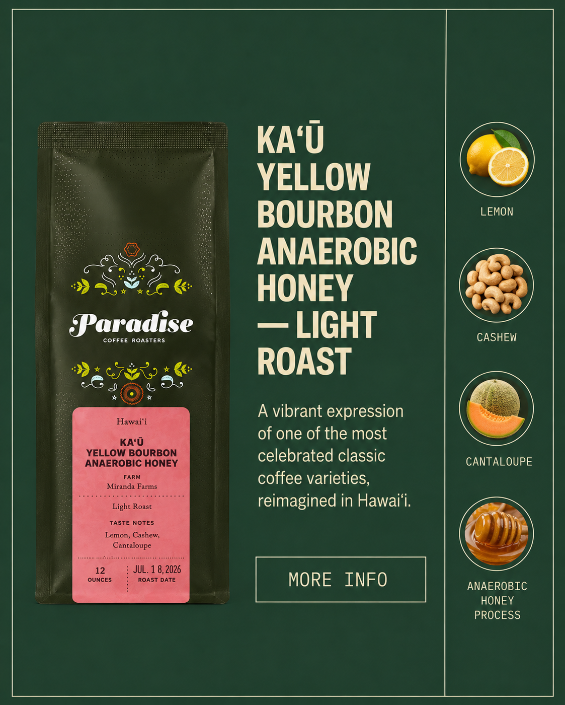 Ka‘ū Yellow Bourbon Anaerobic Honey - Light Roast